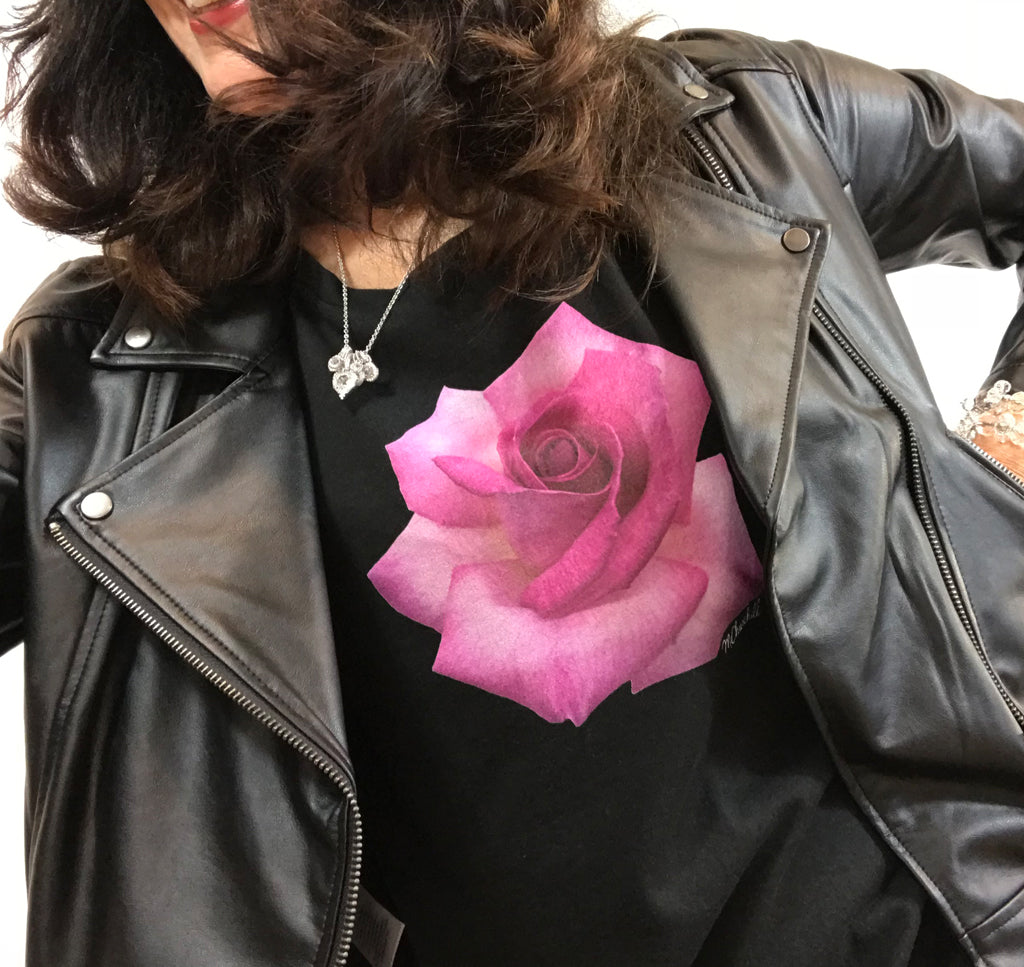 Women's Cap Sleeve Pink Rose Tee