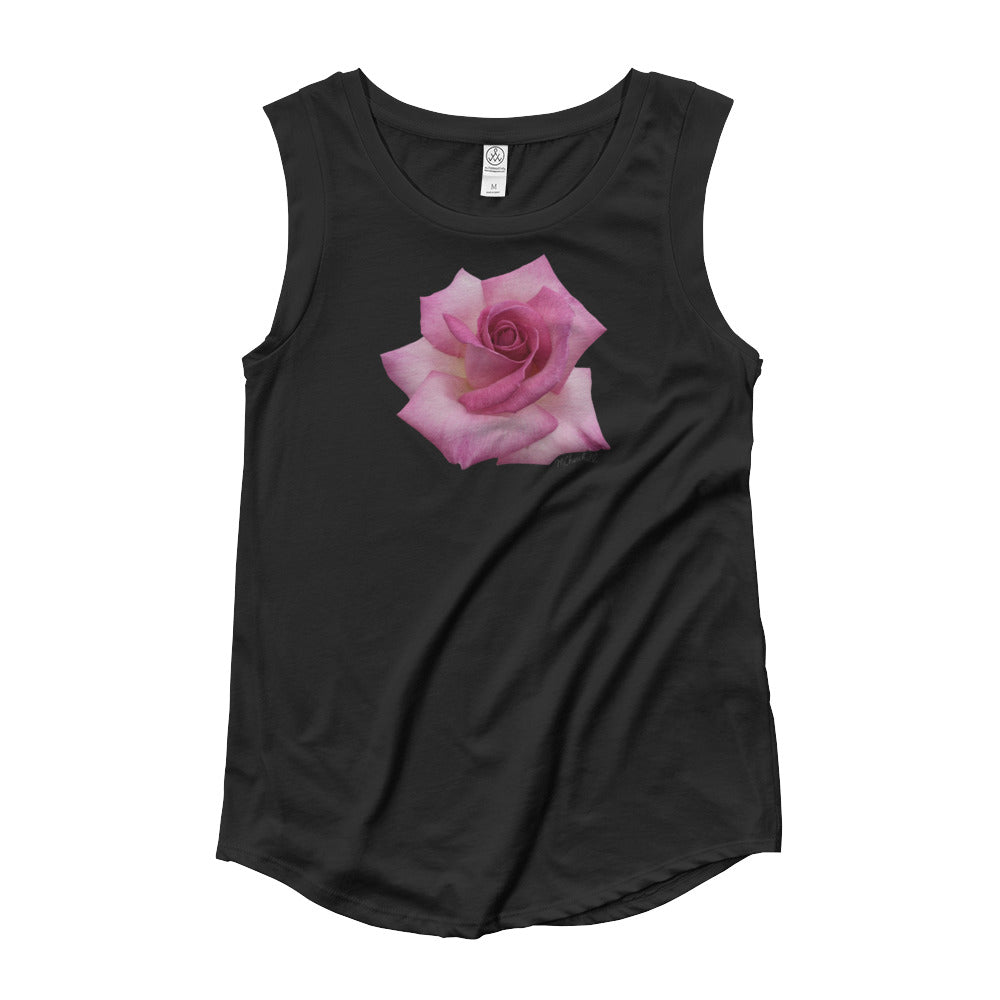 Women's Cap Sleeve Pink Rose Tee