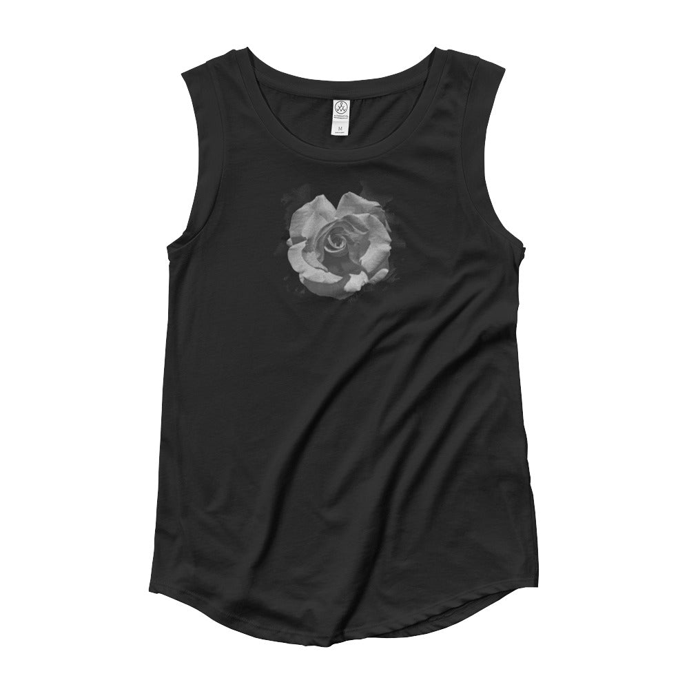 Women's Cap Sleeve White Rose Tee